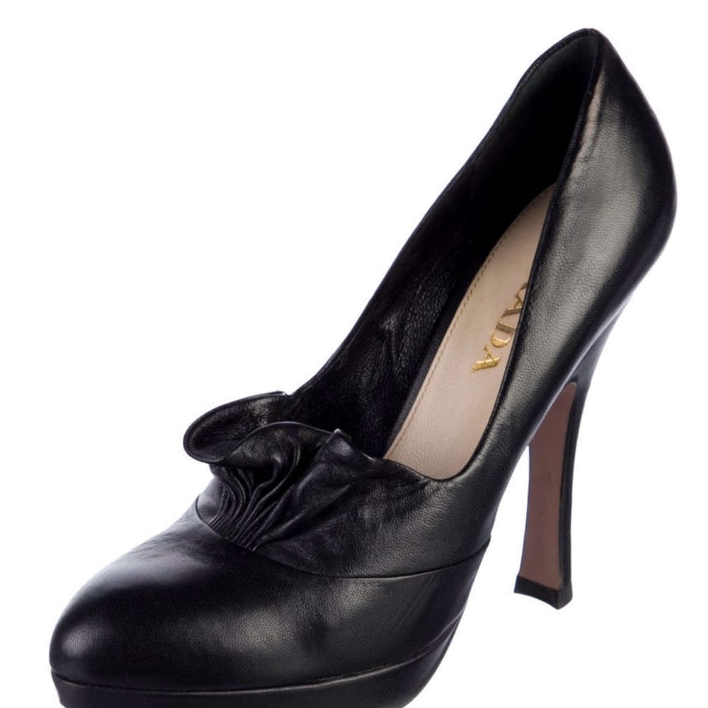 Prada Black Leather Heels - image 3